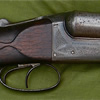 10-bore made circa 1877-80, and of a calibre once popular with wild fowl shooters. This gun with its 32 inch length damascus barrels weighs 8lbs and handles like a much lighter traditional side by side game gun weighing 6 to 7 lbs.